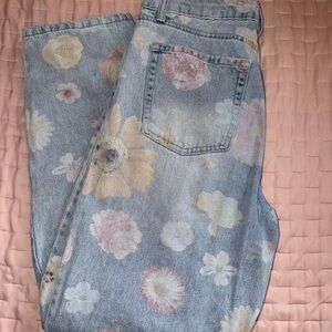 wild fable Pastel Floral Light Blue Straight Leg Jeans